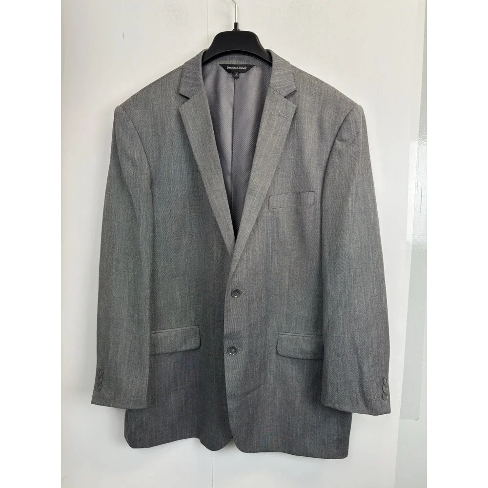 Davinci Blazer Men's 48L‎ Gray 2 Button Sport Coat Jacket Poly/Rayon